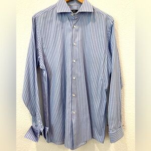 Boss Hugo Boss Sharp Fit Light Blue Pinstripe Dress Shirt Men’s Size 16.5